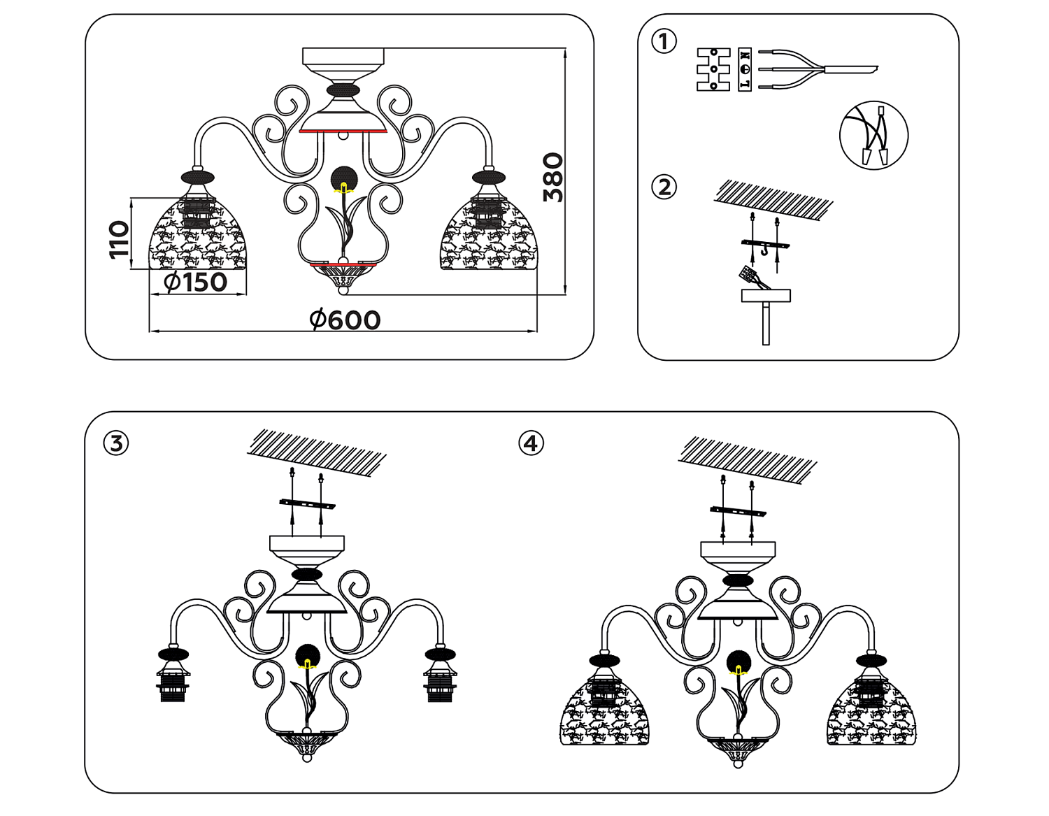 Потолочная люстра TR3055/3 BG/GD/FR бежевый/золото/белый матовый E27/3 max 40W D600*380