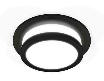 Комплект встраиваемого светильника с акрилом XC7622041 SBK/FR черный песок/белый матовый MR16 GU5.3 (C7622, N7121)