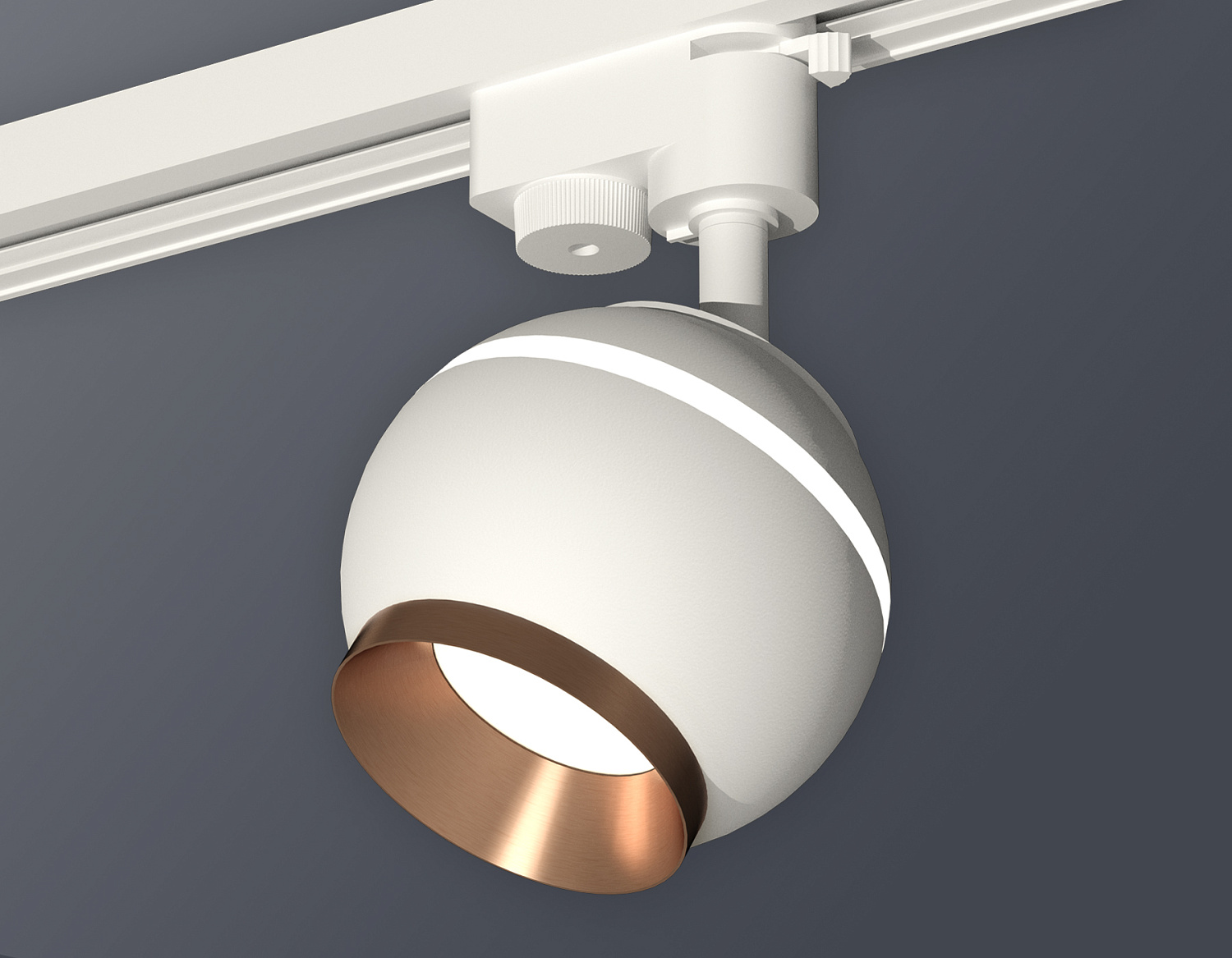 Комплект трекового однофазного светильника с подсветкой XT1101024 SWH/PPG белый песок/золото розовое полированное GU5.3 LED 3W 4200K (A2520, C1101, N7035)