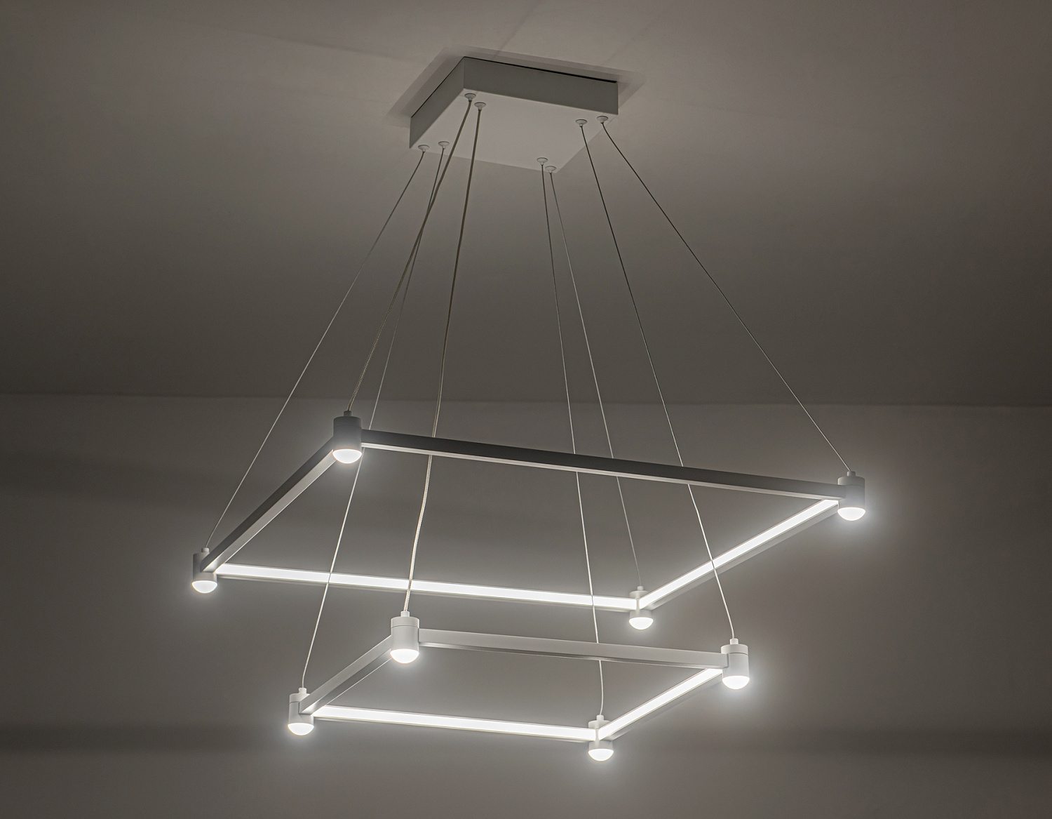 Подвесной светодиодный светильник FL5595/2+8 WH белый 60W 3000K/4200K/6400K 600*600*1300 (без ПДУ)