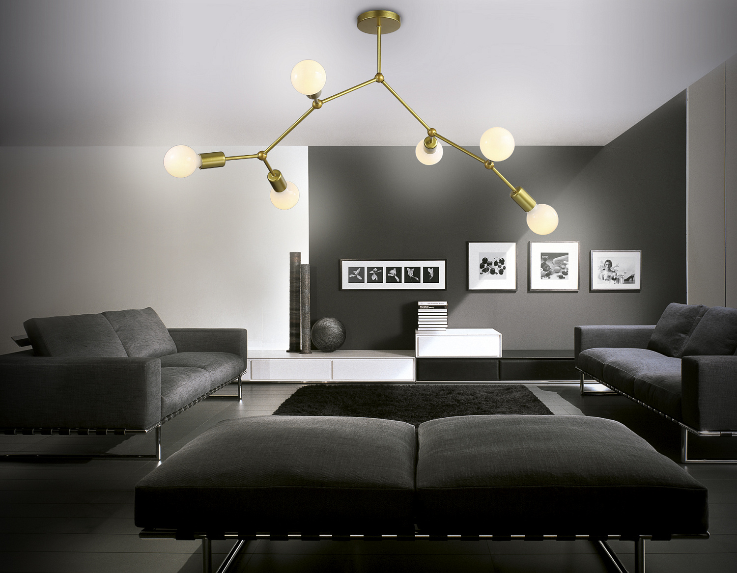 Потолочный светильник в стиле лофт TR8038/6 BS латунь E27*6 max 40W D670*590