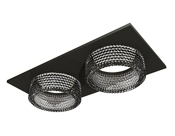 Комплект встраиваемого светильника с композитным хрусталем XC6526041 SBK/BK черный песок/тонированный MR16 GU5.3 (C6526, N6151)