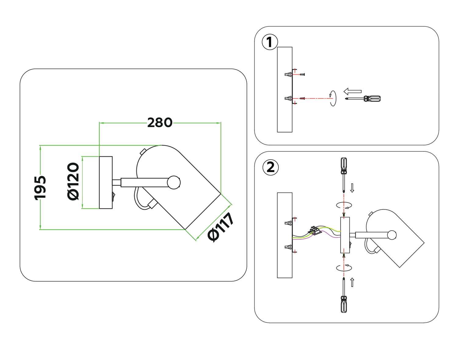 Накладной спот с выключателем в стиле лофт TR8202 WH белый E27 max 40W D117*280