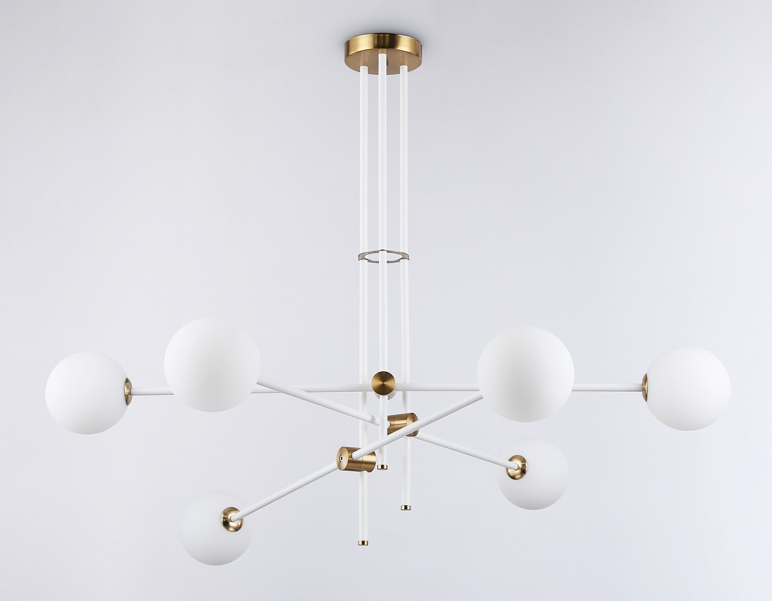 Подвесной светильник TR2521/6 WH/BS белый/латунь G9/6 max 10W D970*750