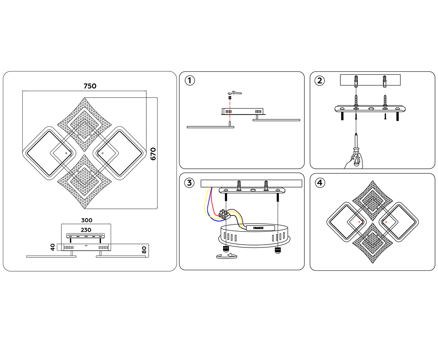 Потолочный светодиодный светильник с пультом FA430/4 WH белый 112W 750*670*80 (ПДУ РАДИО 2.4G)