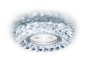 Встраиваемый точечный светильник MR16 со светодиодной подсветкой S257 CH хром/прозрачный хрусталь/MR16+3W(LED WHITE)