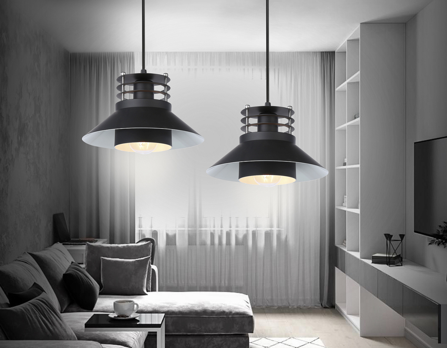 Подвесной светильник в стиле лофт TR8172 BK черный E27 max 40W D203*940