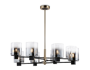 Подвесная люстра LH57043/8 BK/DBS/SM черный/темная латунь/дымчатый E14/8 max 40W D830*710