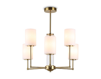 Люстра со стеклянными плафонами на штанге LH56215/6 BS/FR латунь/белый матовый E27/6 max 60W D600*600