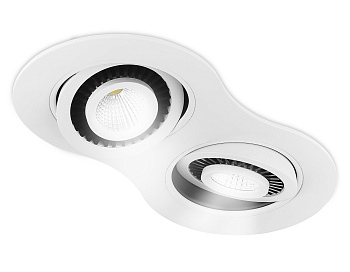 Встраиваемый точечный светодиодный светильник с поворотным механизмом S505/2 W белый 5+5W