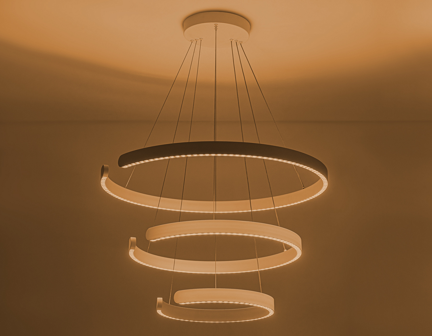 Подвесной светодиодный светильник FL5887/3 WH белый 90W 3000K/4200K/6400K D800/600/400*1200 (без ПДУ)