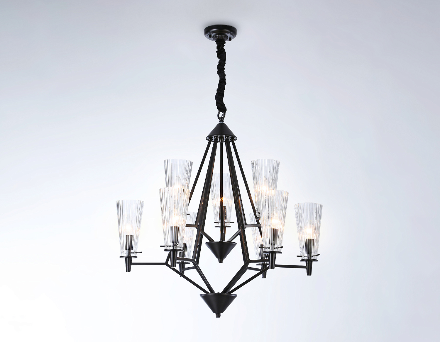 Подвесная люстра со сменной лампой TR3238/6+3 BK черный E14/9 max 40W D730*720