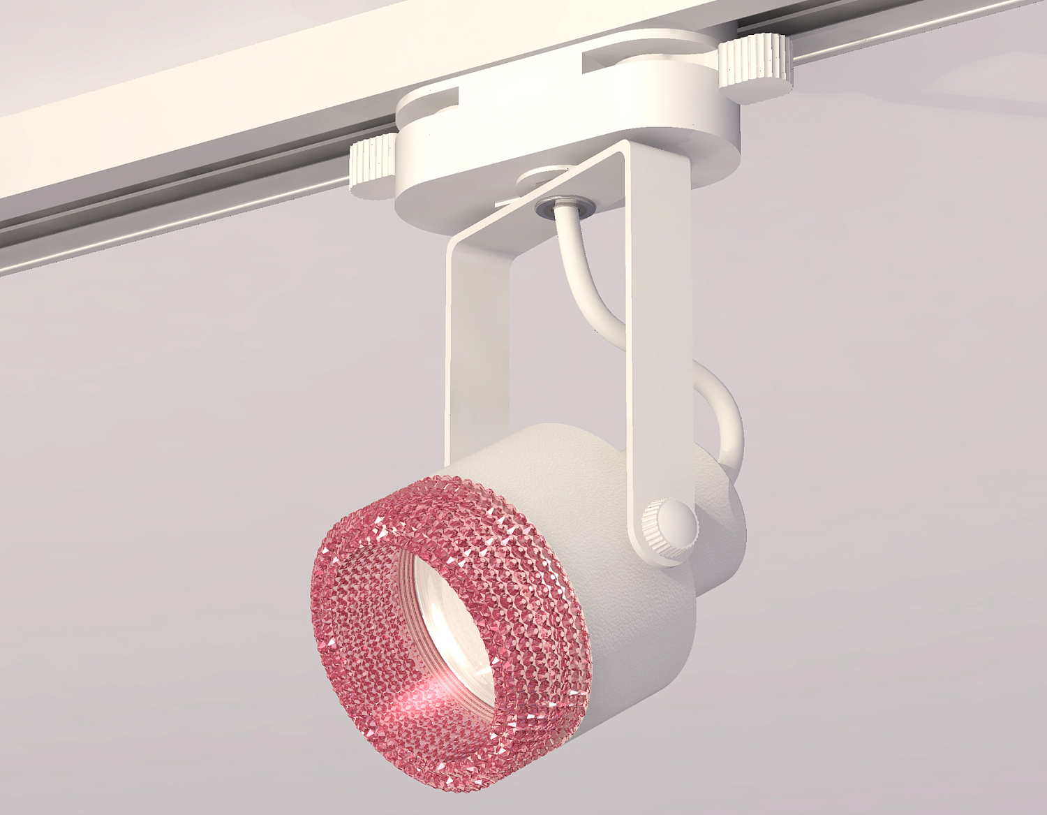Комплект трекового однофазного светильника с композитным хрусталем XT6601062 WH/PI белый/розовый MR16 GU10 (C6601, N6152)