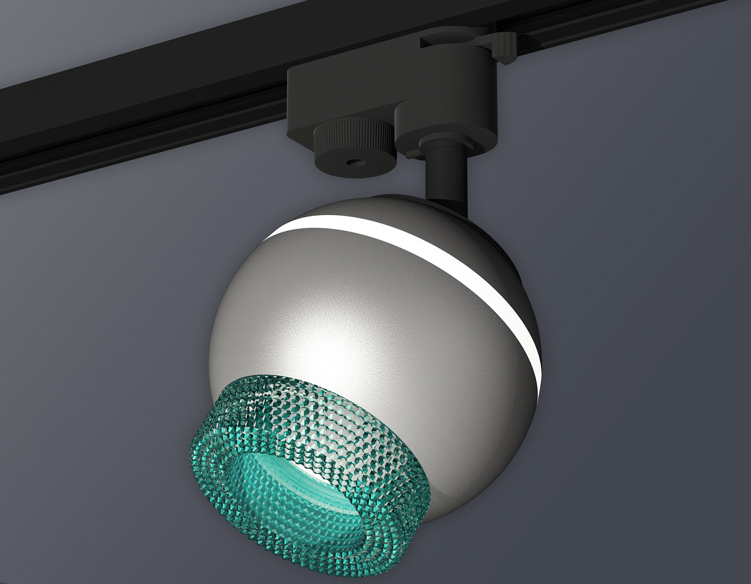 Комплект трекового однофазного светильника с подсветкой XT1103041 SSL/BL серебро песок/голубой MR16 GU5.3 LED 3W 4200K (A2521, C1103, N7194)