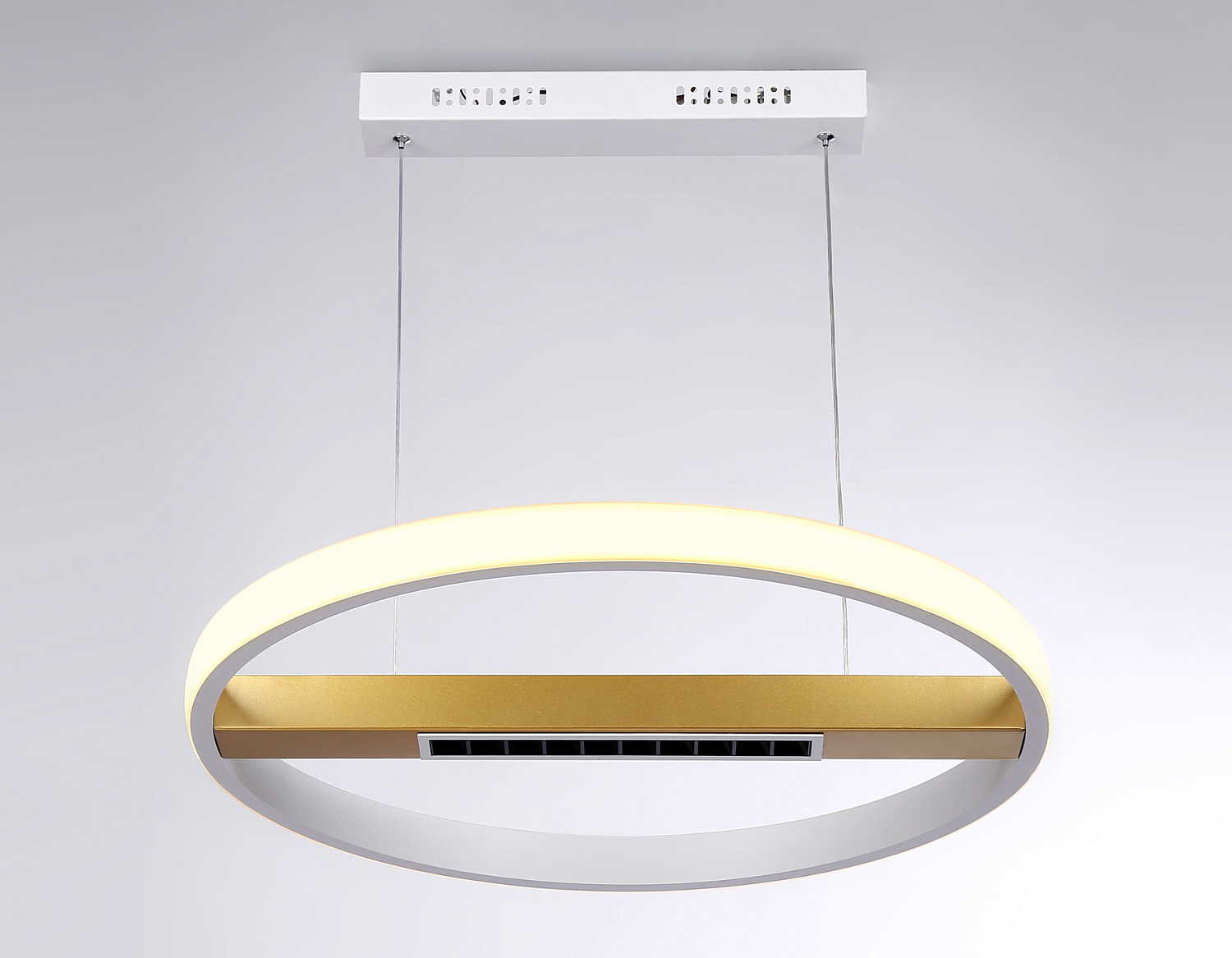 Подвесной светодиодный светильник с пультом управления FL51488 WH/GD белый/золото 62W 3000K-6400K D600*1000 (ПДУ ИК)