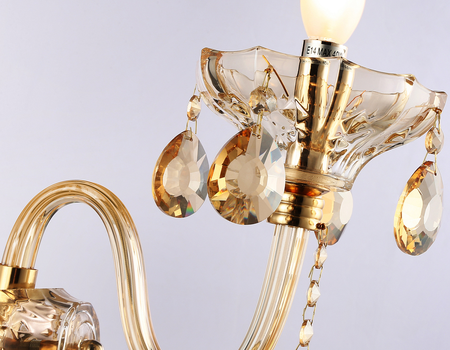 Настенный классический светильник с хрусталем TR4912 GD/TI золото/янтарь E14 max 40W 294*160*246