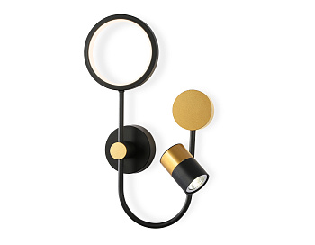 Настенный светодиодный светильник со сменной лампой FL51602/3 BK/GD черный/золото 11W 4200K+GU10 424*275*100