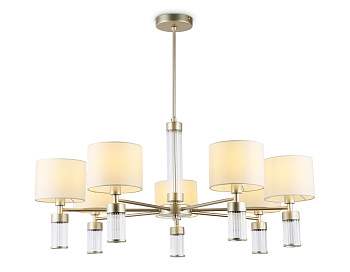 Люстра с абажурами на штанге LH71303/7 CGD/WH золото/белый E14/7 max 40W D860*740