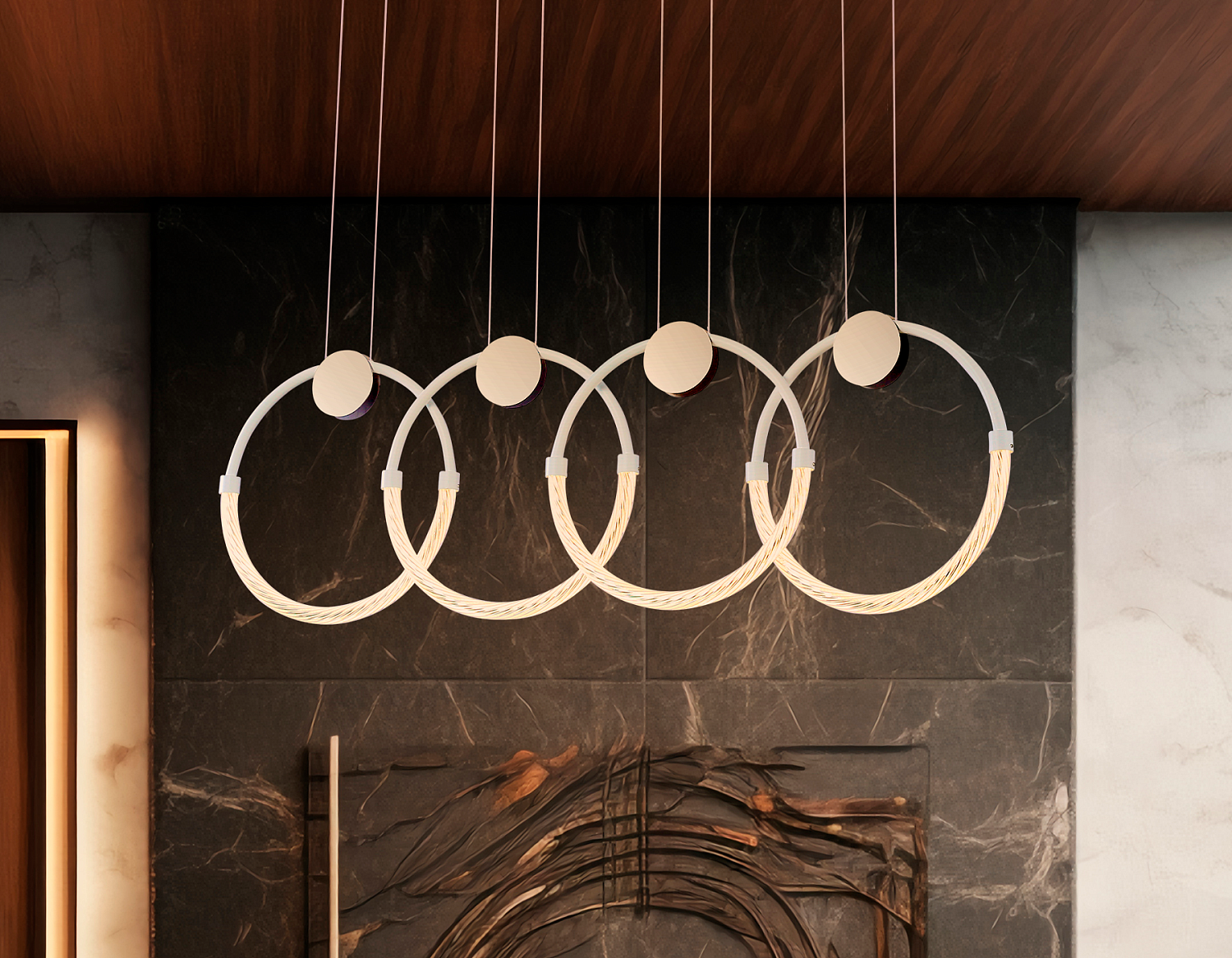 Подвесной светодиодный светильник FL10598/4 WH/CH белый/хром 4200K 45W 940*20*1200 (Без ПДУ)