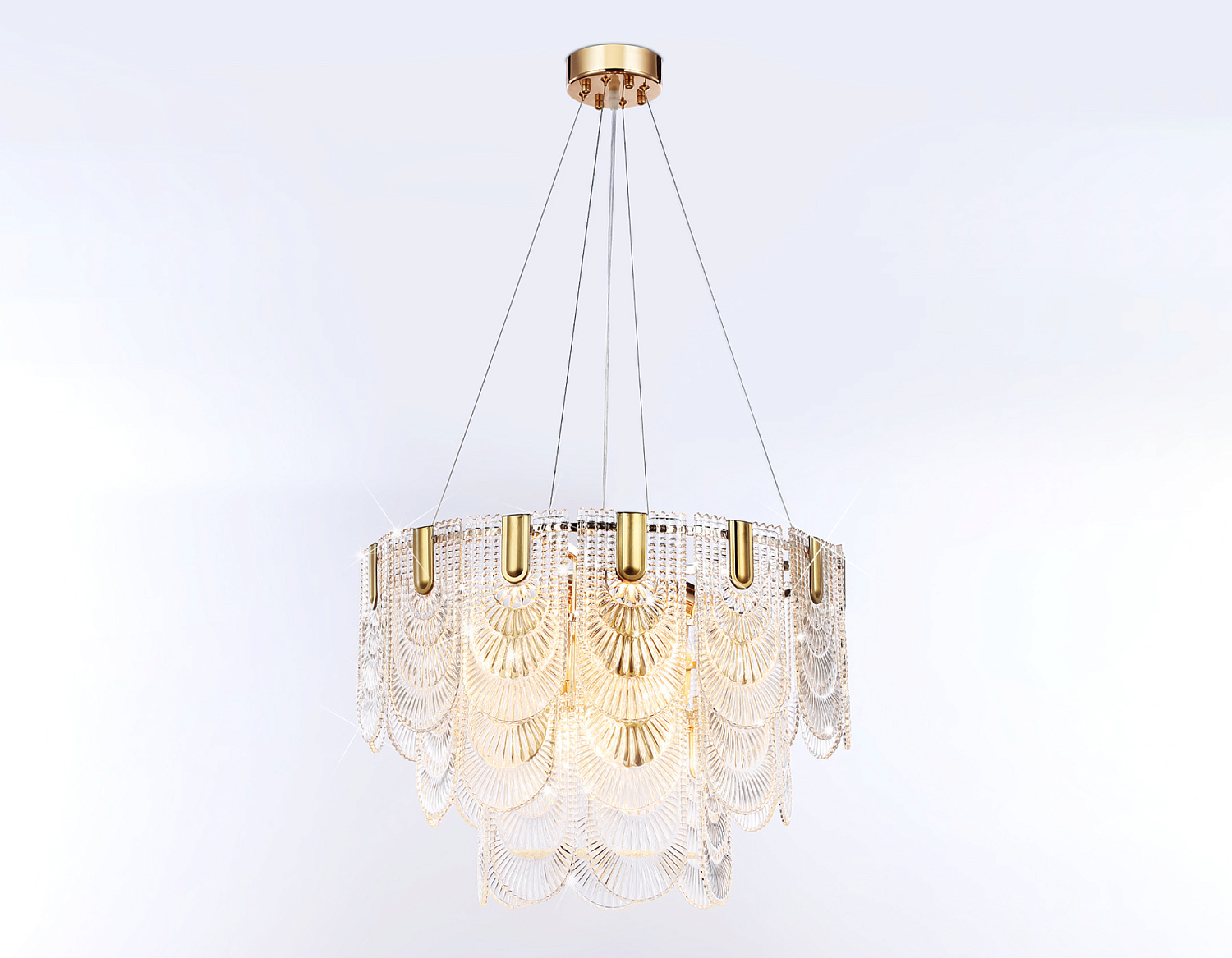 Подвесная люстра с хрусталем TR5388/12 GD/FR золото/белый матовый E27*12 max 40W D600*400