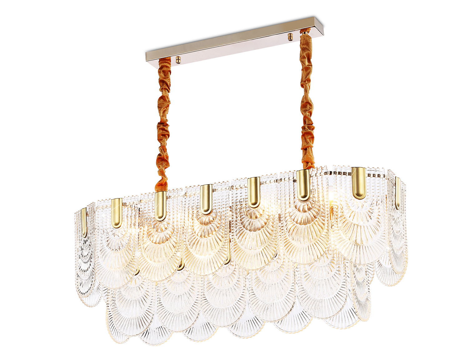 Подвесная люстра с хрусталем TR5389/12 GD/FR золото/белый матовый E27*12 max 40W 850*300*320