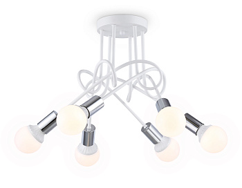 Потолочный светильник в стиле лофт TR80417/6 WH/CH белый/хром E27/6 max 60W D690*370