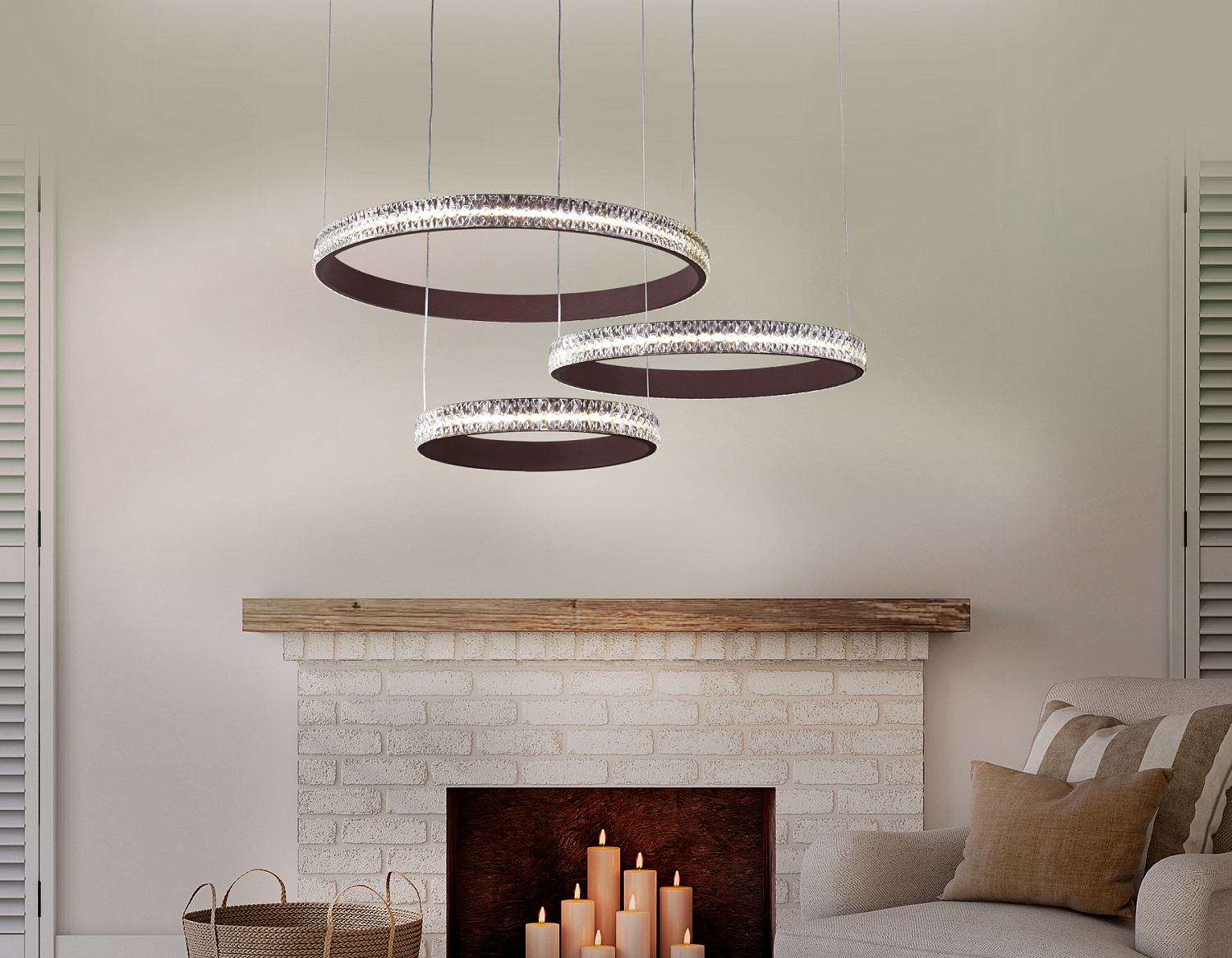 Подвесной светодиодный светильник с пультом FA6162 CF кофе 99W 720*500*900 (ПДУ РАДИО 2.4)