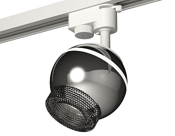 Комплект трекового однофазного светильника с подсветкой XT1104002 PSL/BK серебро полированное/тонированный GU5.3 LED 3W 4200K (A2520, C1104, N7192)