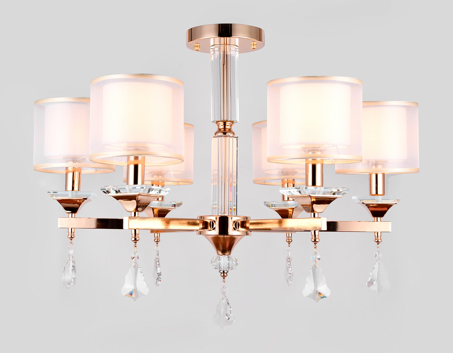 Подвесная люстра с хрусталем TR4535/6 GD/WH золото/белый E14/6 max 40W D700*560