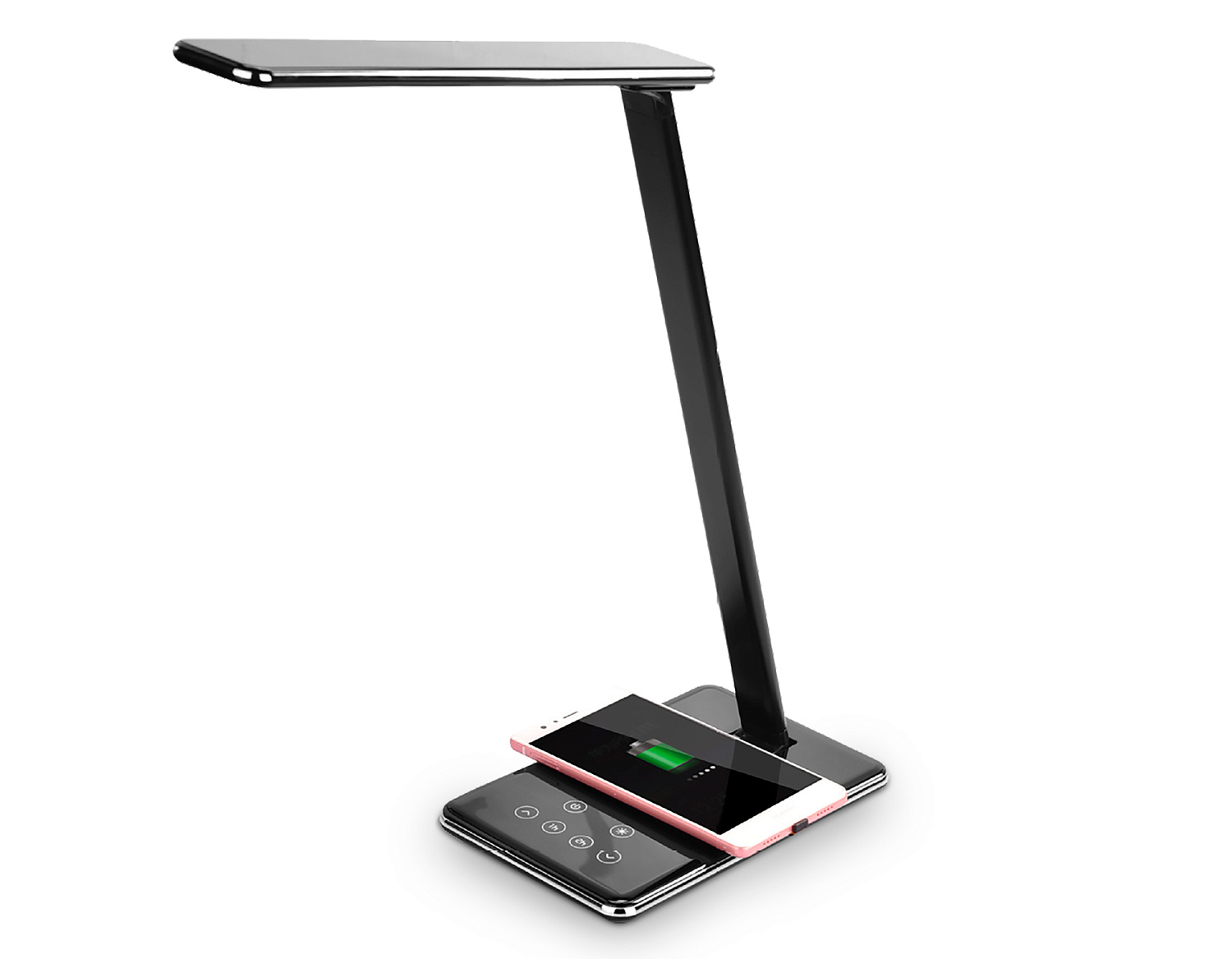 Светодиодная настольная лампа с беспроводной зарядкой и USB портом DE582 BK черный LED 2700-6400K 6W