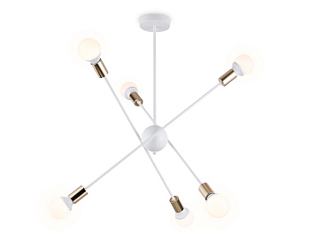 Подвесной светильник в стиле лофт TR80432/6 WH/GD белый/золото E27/6 max 60W D950*730