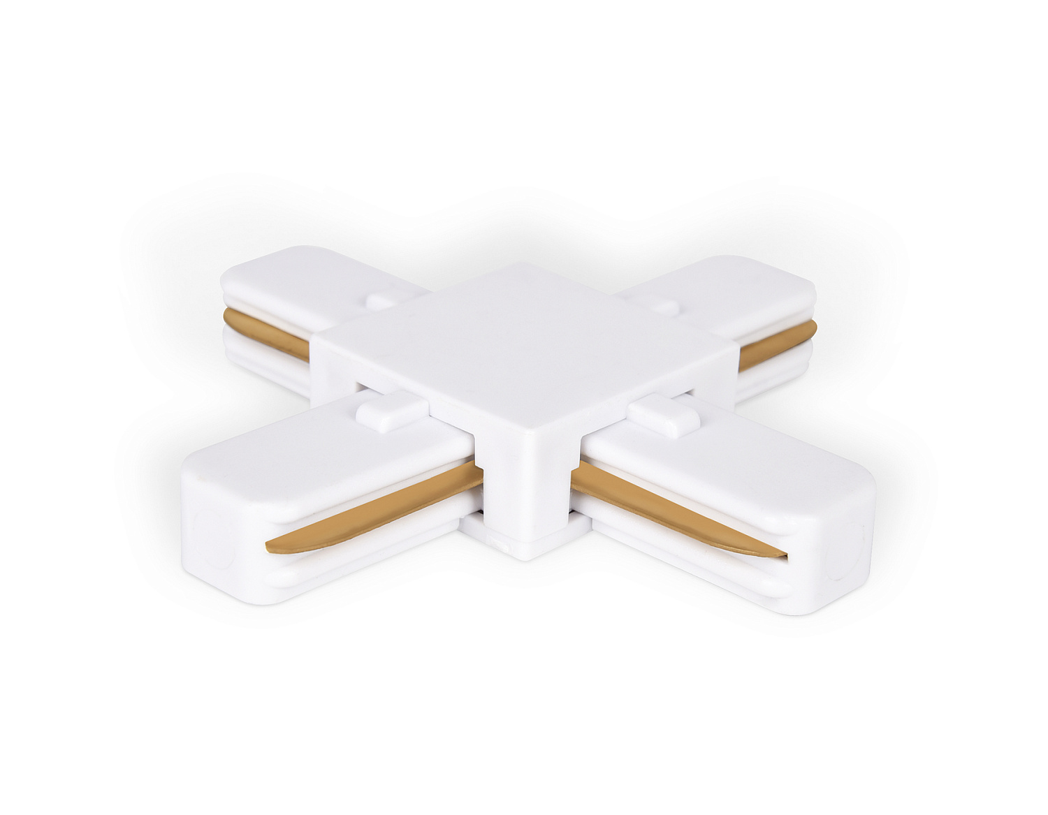 Коннектор Х-образный однофазный для соединения трековых шинопроводов GL7082 WH белый коннектор Х-образный однофазный для соединения трековых шинопроводов