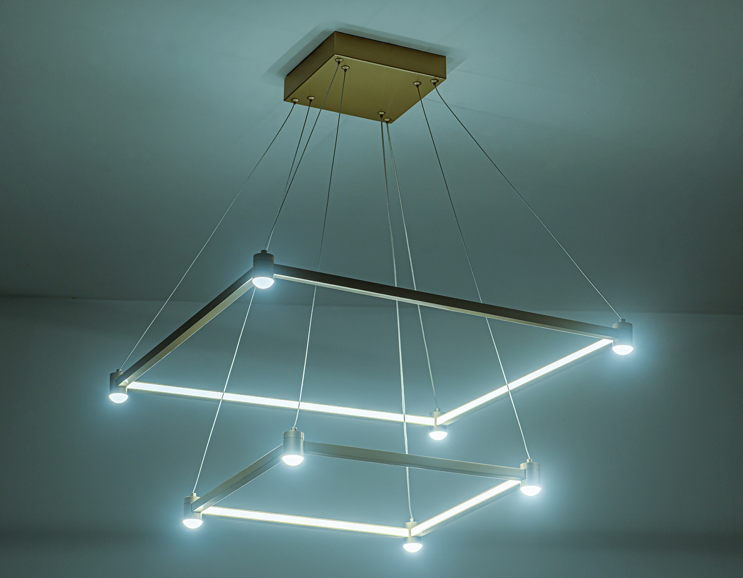 Подвесной светодиодный светильник FL5599/2+8 GD золотой 60W 3000K/4200K/6400K 600*600*1300 (без ПДУ)