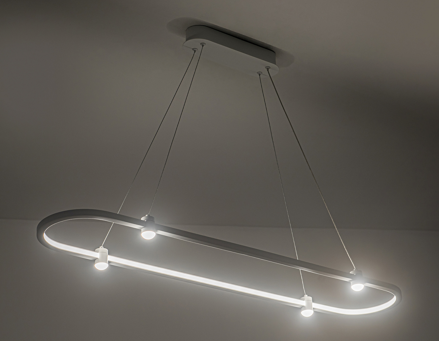 Подвесной светодиодный светильник FL5588/1+4 WH белый 30W 3000K/4200K/6400K 1000*200*1300 (без ПДУ)