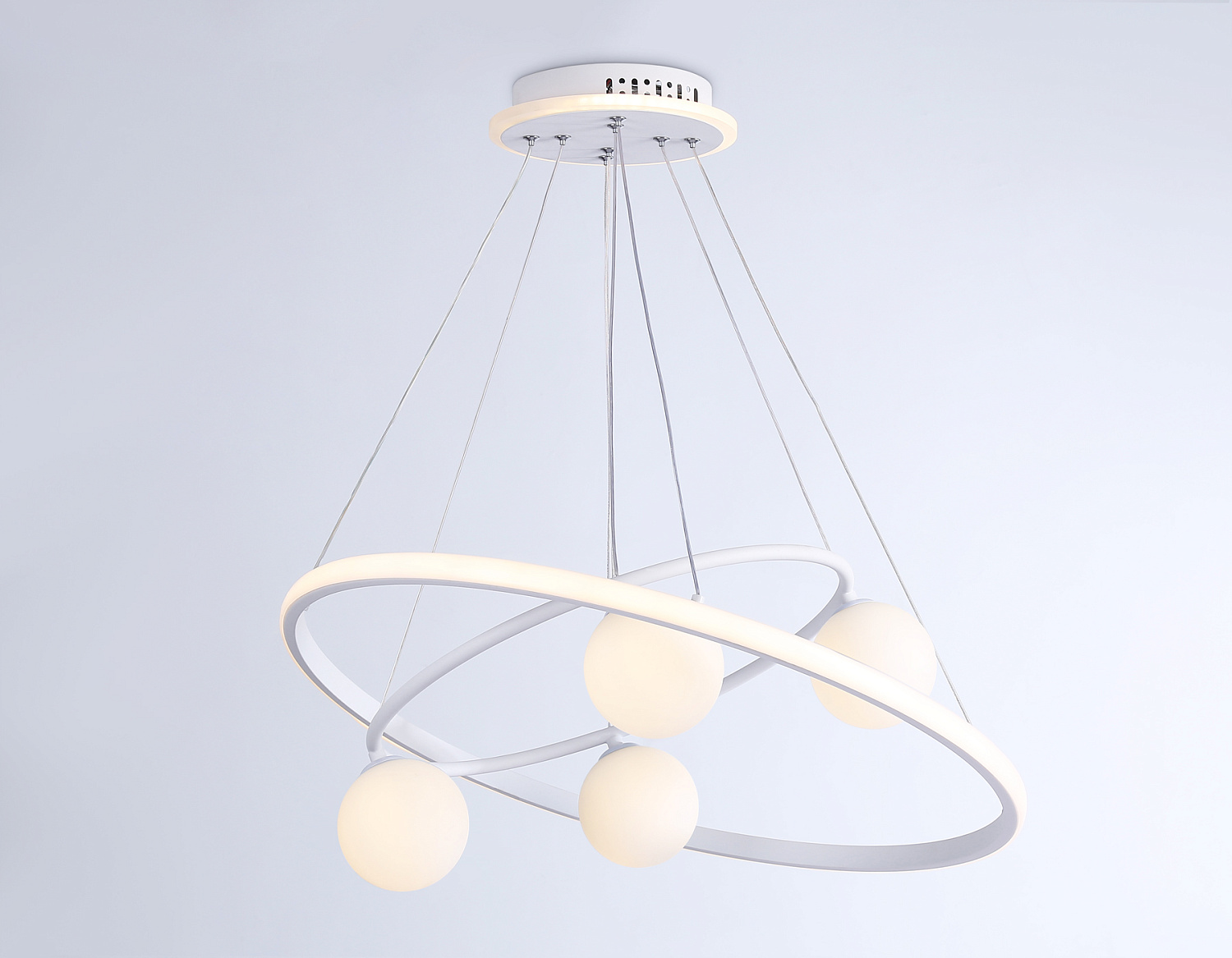 Подвесной светодиодный светильник со сменной лампой и с пультом управления FL66321/1+4 WH белый 69W 3000K-6400K+G9/4 D600/400*1200 (ПДУ ИК)