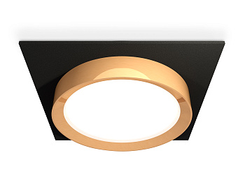 Комплект встраиваемого светильника XC8062005 SBK/PYG черный песок/золото желтое полированное GX53 (C8062, N8124)