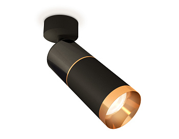 Комплект поворотного светильника XM6313014 SBK/DCH/PYG черный хром/черный песок/золото желтое полированное MR16 GU5.3