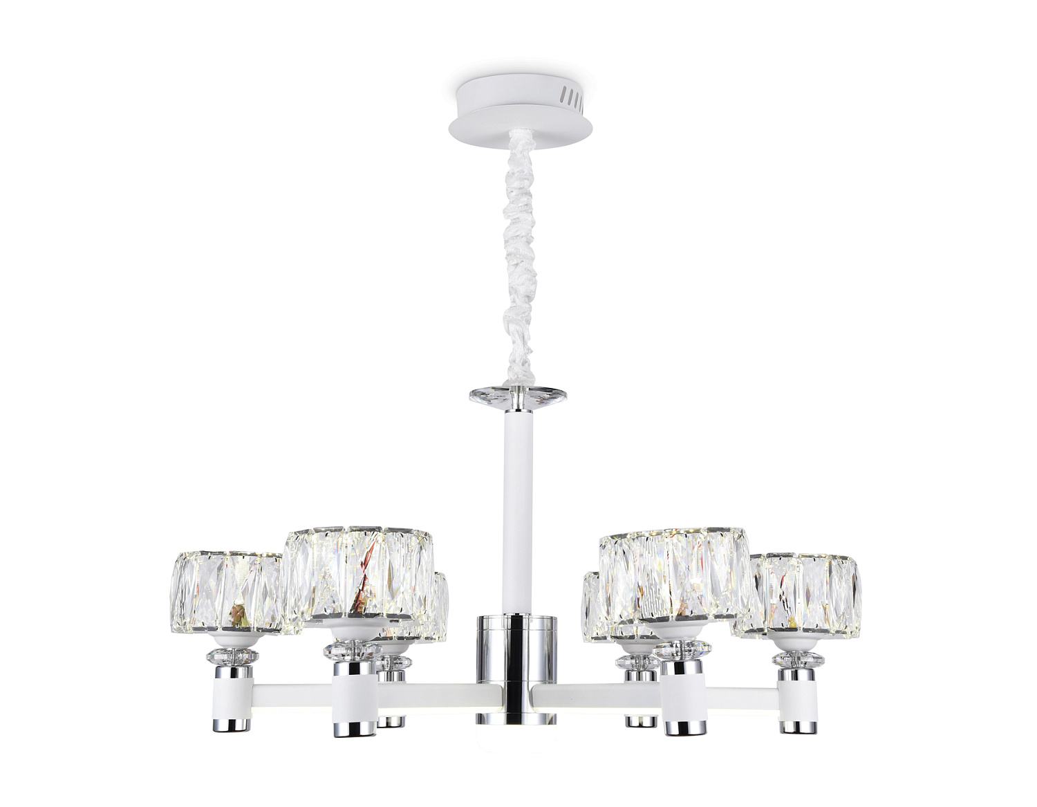 Подвесная светодиодная люстра TR4518/6 WH/CH белый/хром 120W D730*370 (Без ПДУ)