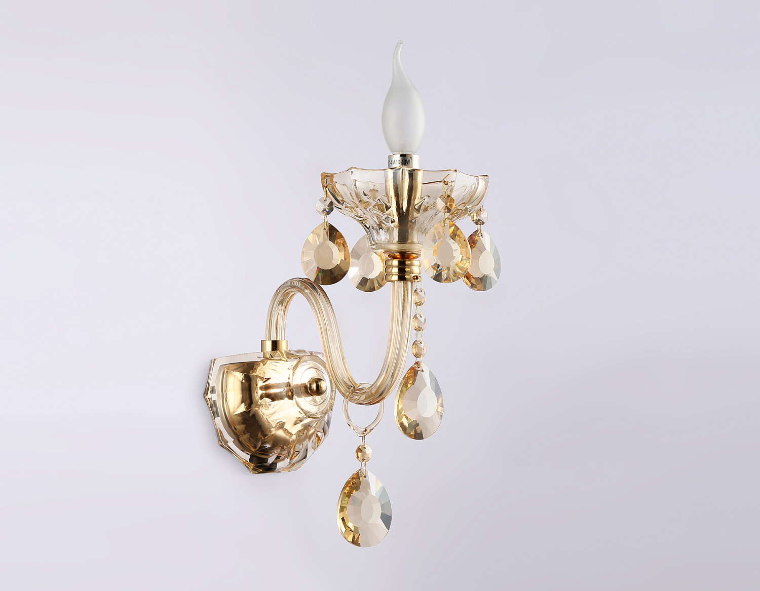 Настенный классический светильник с хрусталем TR4912 GD/TI золото/янтарь E14 max 40W 294*160*246