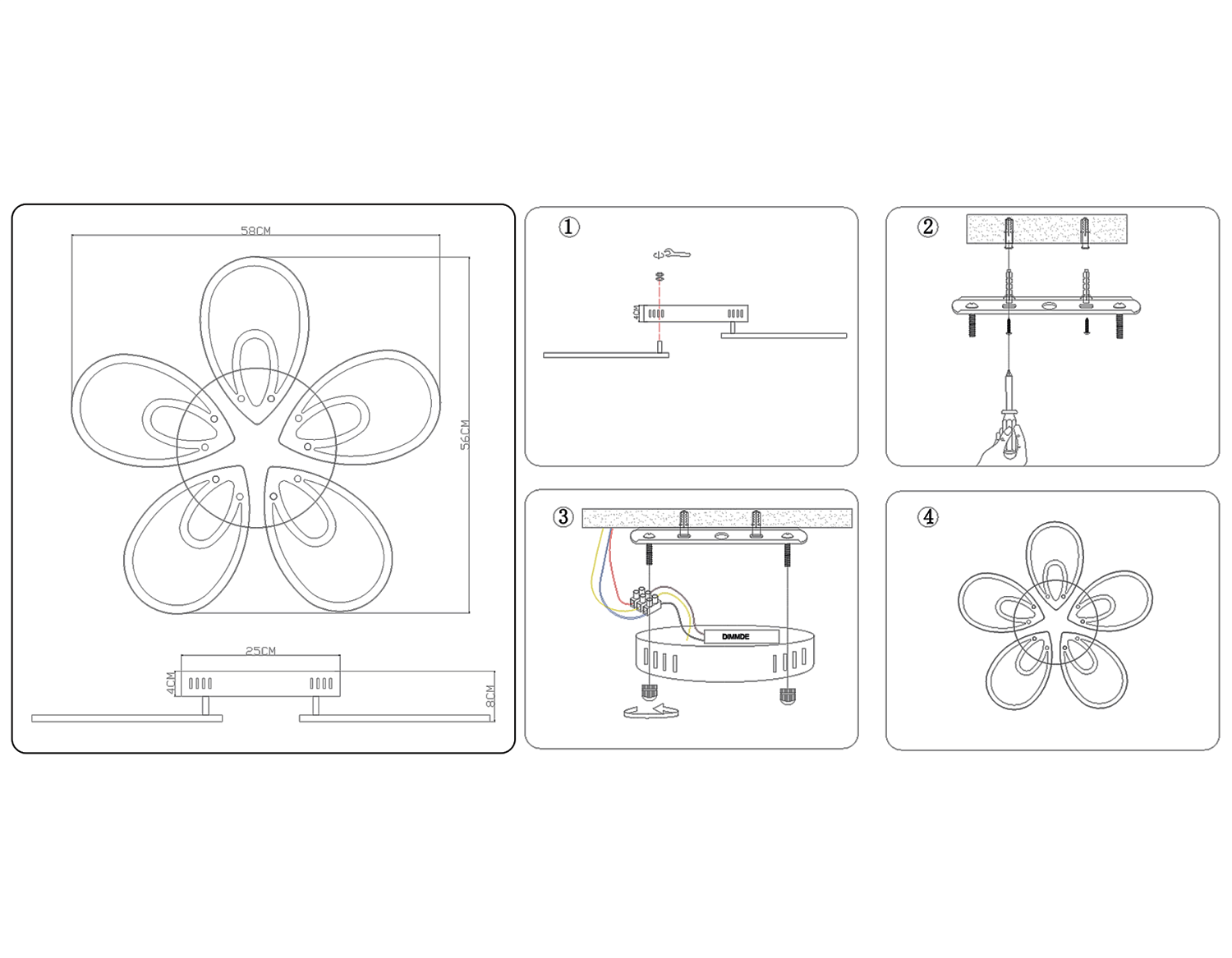 Потолочный светодиодный светильник с пультом FA469/5 CH хром 110W 580*560*80 (ПДУ РАДИО 2.4)