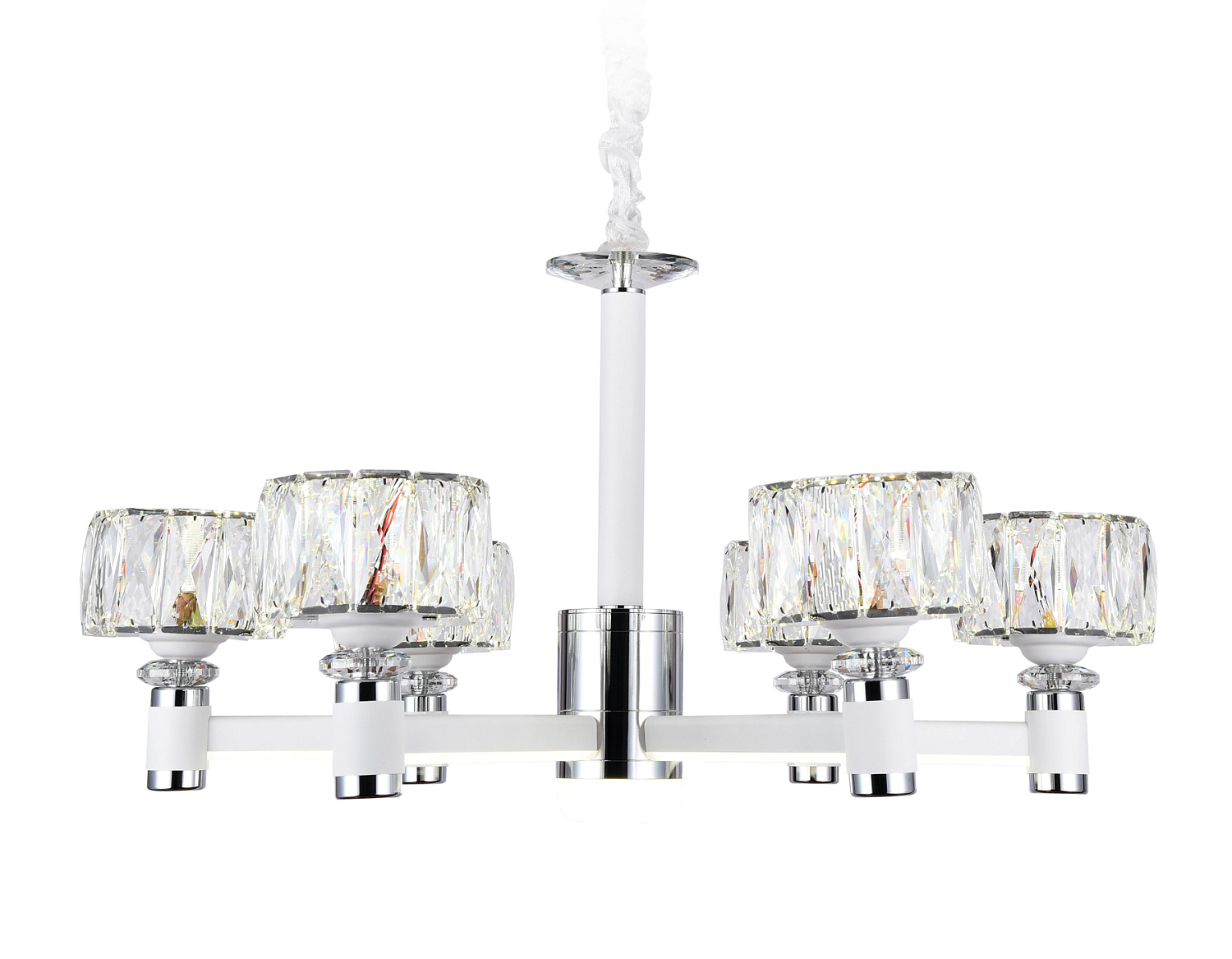 Подвесная светодиодная люстра TR4518/6 WH/CH белый/хром 120W D730*370 (Без ПДУ)