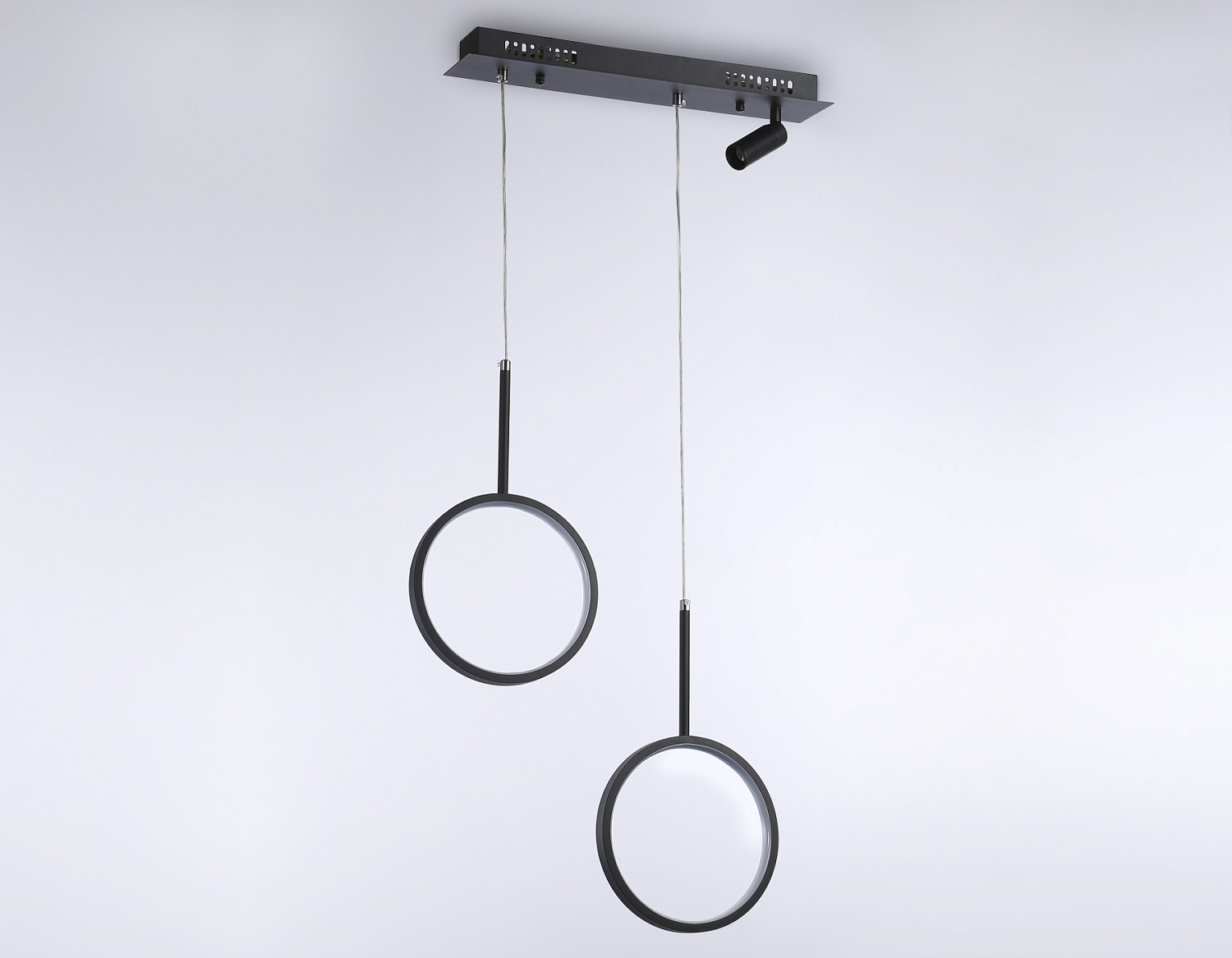 Подвесной светодиодный светильник с пультом FL5274/2+1 BK черный 38W 3000K/4200K/6400K+4200K 500*20*1200 (ПДУ ИК)