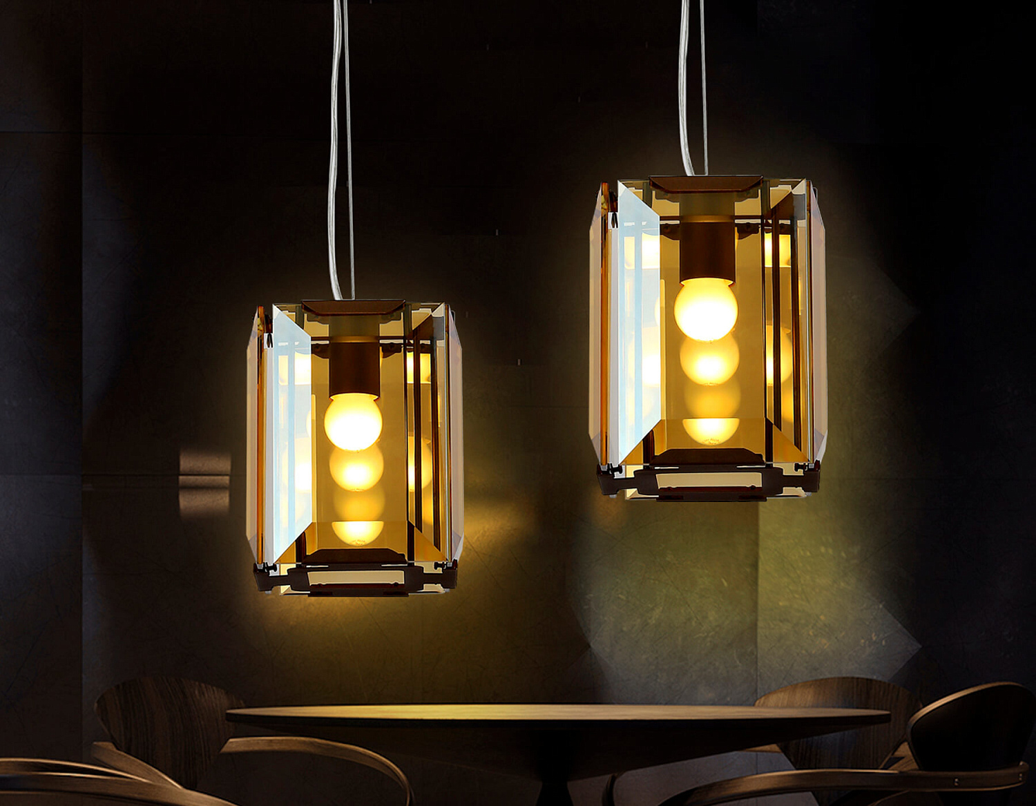 Подвесной светильник с хрусталем TR5109 CF/TI кофе/янтарь E27/1 max 40W 150*150*1200