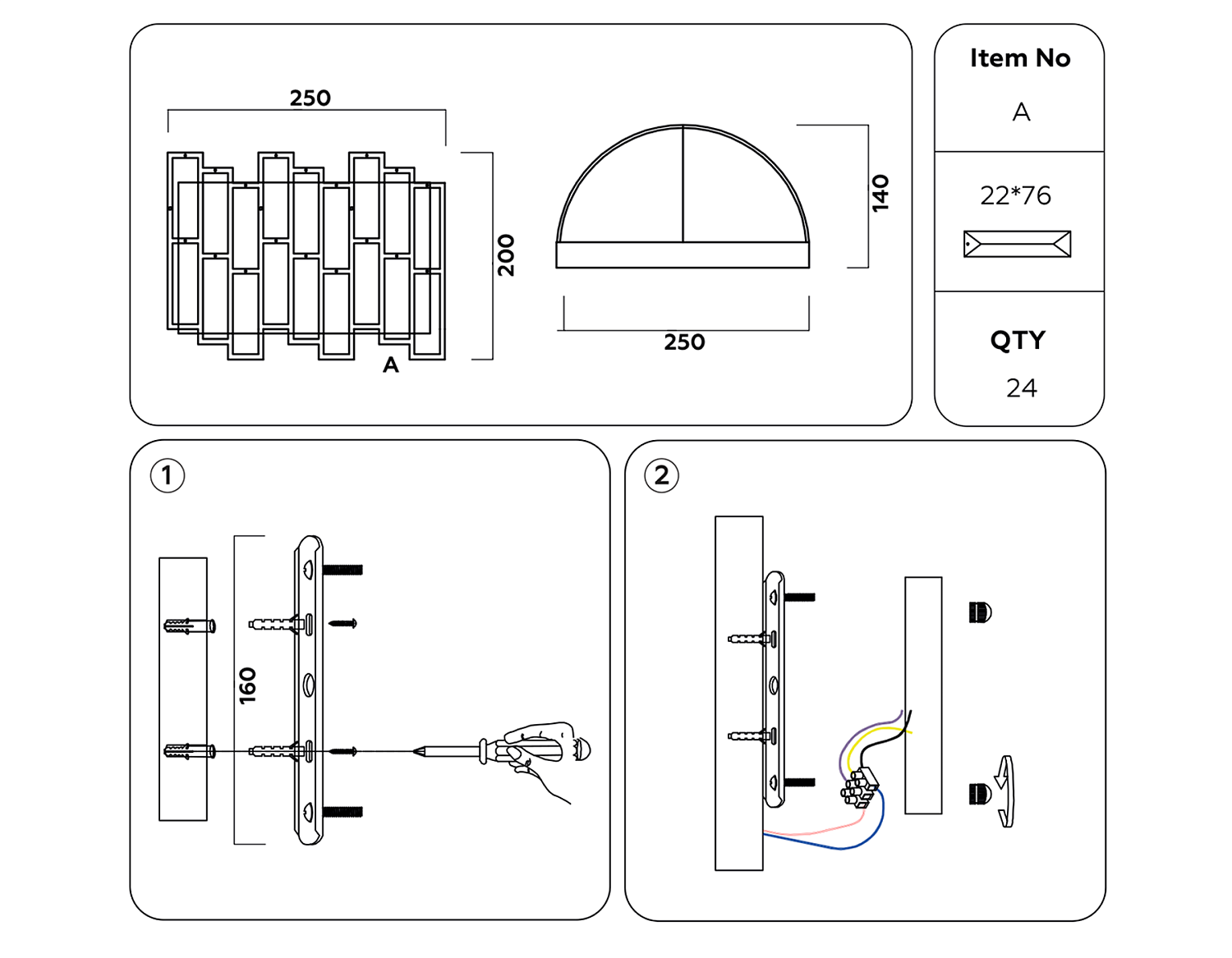 Настенный светильник с выключателем TR5056 CH/BK хром/черный E14/2 max 40W 250*200*140