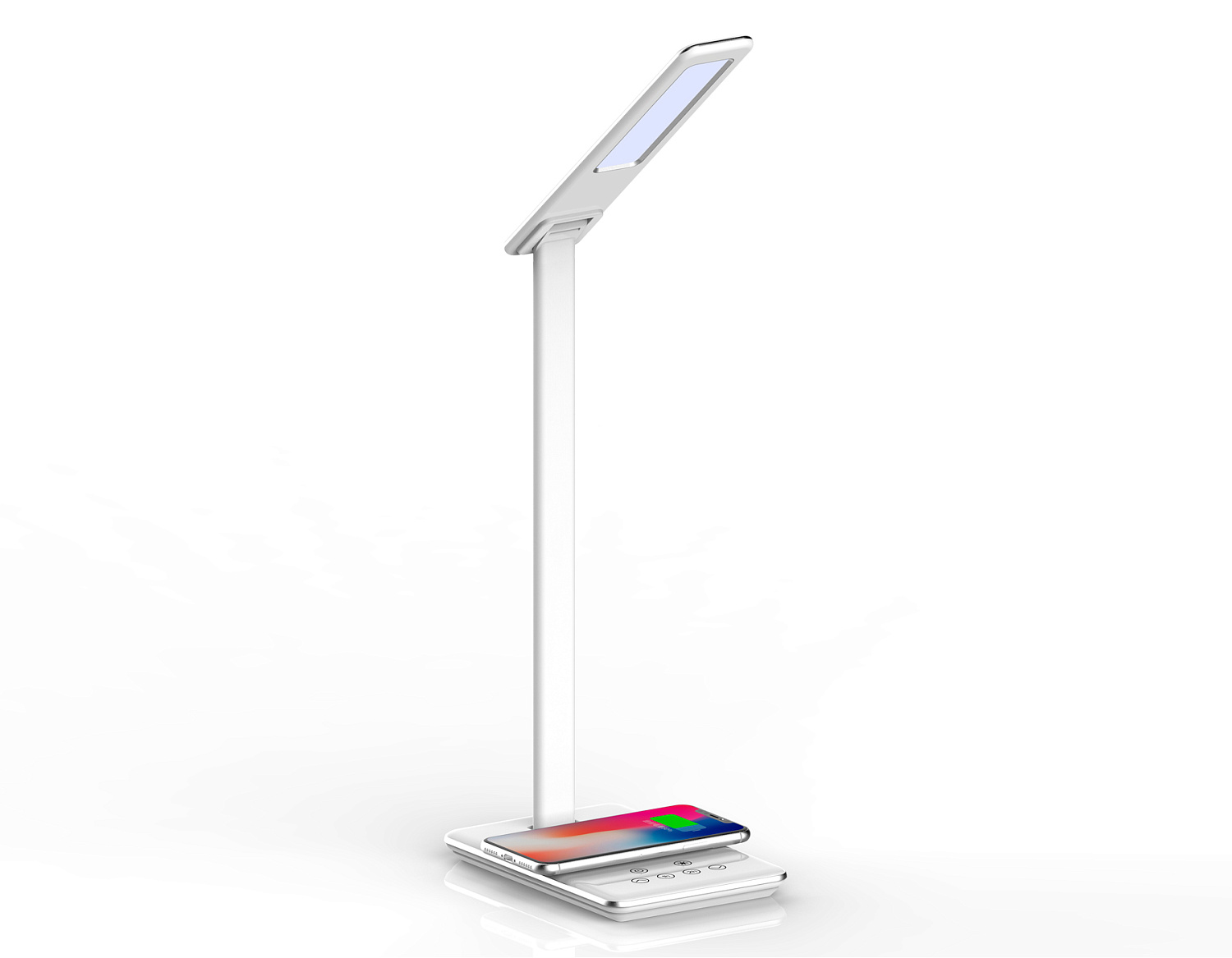 Светодиодная настольная лампа с беспроводной зарядкой и USB портом DE581 WH белый LED 2700-6400K 6W