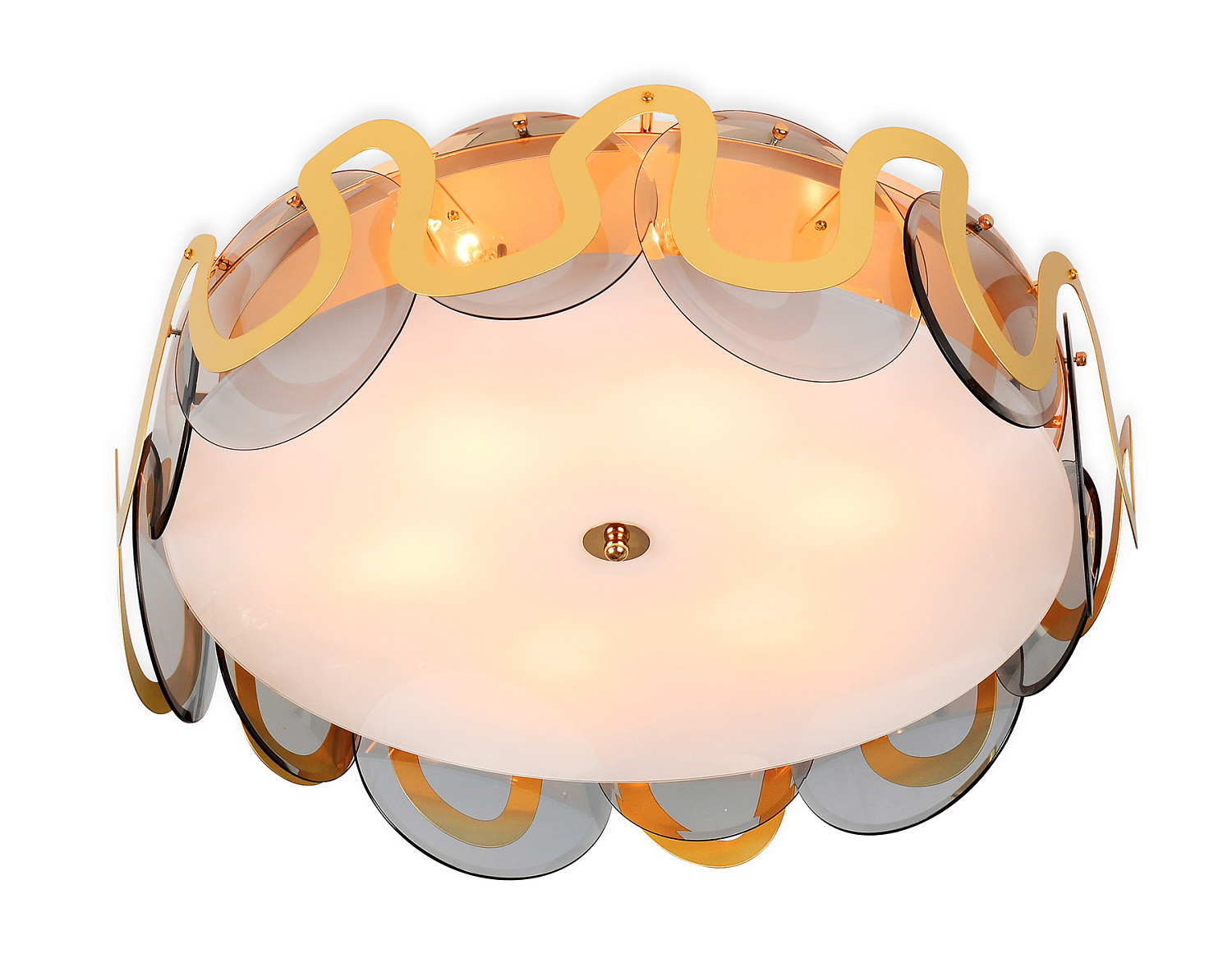 Потолочная люстра с хрусталем TR5328/6 GD/SM/FR золото/дымчатый/белый матовый E14/6 max 40W D606*230