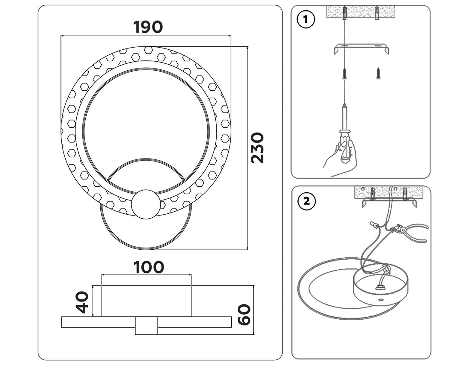 Настенный светодиодный светильник FA415 CH хром 6400K/3000K/4200K 12W 230*190*60