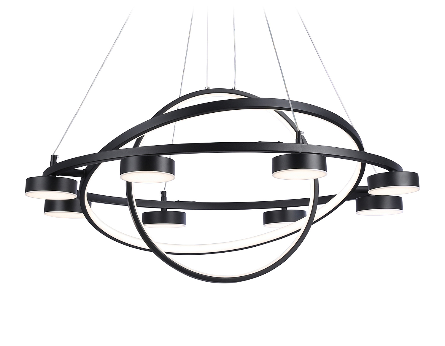 Подвесной светодиодный светильник с пультом FL51779/3+8 BK черный 3000K/4200K/6400K 112W D800/580/400*1200 (ПДУ ИК)