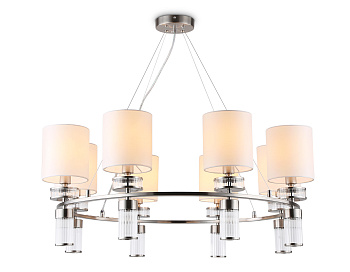 Подвесная люстра с абажурами LH71293/8 SN/WH никель/белый E14/8 max 40W D830*780