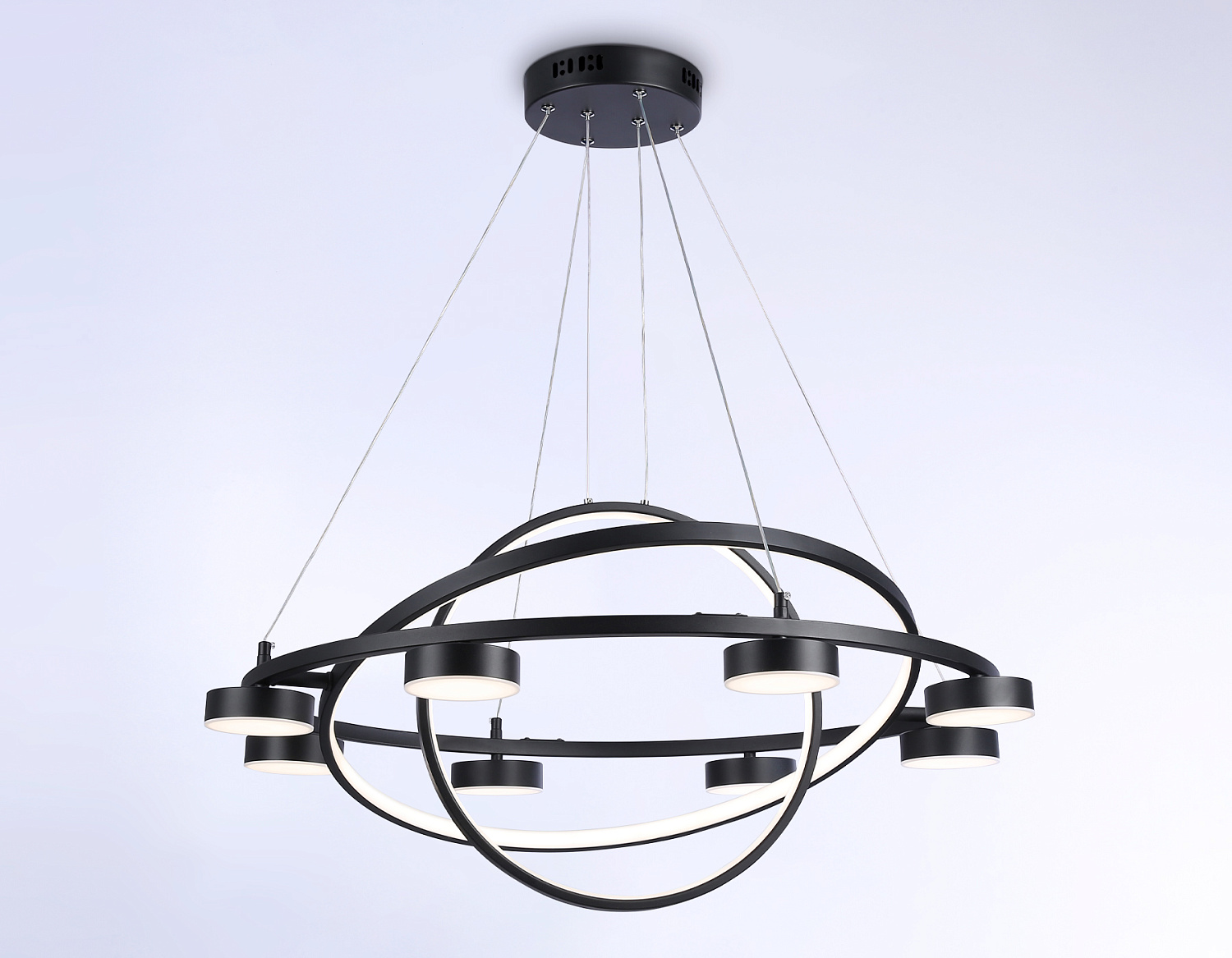 Подвесной светодиодный светильник с пультом FL51779/3+8 BK черный 3000K/4200K/6400K 112W D800/580/400*1200 (ПДУ ИК)